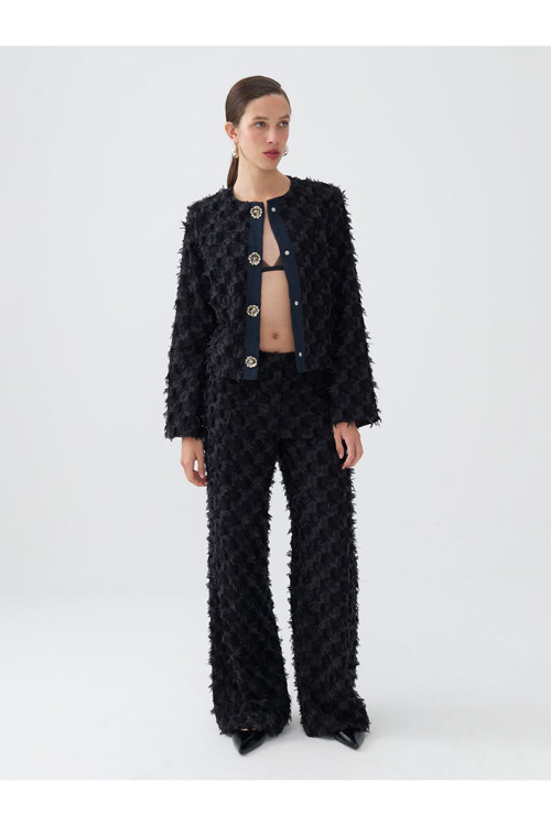 Oversize Midi Pantolon - Minimalist, Yüksek Bel, Geniş Paça