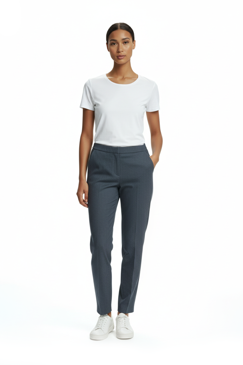 Minimalist Kadın Pantolon - Yüksek Bel Slim Fit Midi