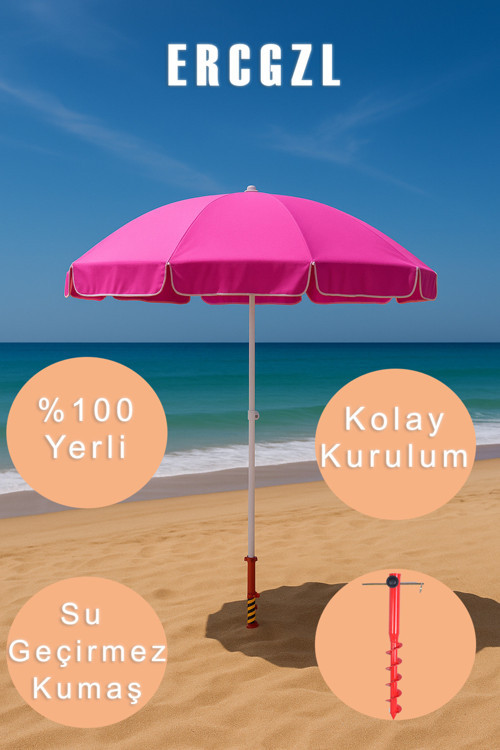 Plaj Şemsiyesi Ve Şemsiye Sabitleme Kazığı Seti – Uv Koruma, Su Geçirmez, Kolay Kurulum