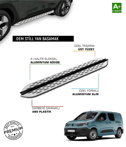 PEUGEOT PARTNER UZUN ŞASE UYUMLU 2019 2020 2021 2022 2023 2024 2025 2026 2027 ARACA ÖZEL YAN BASAMAK