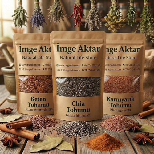 Karnıyarık Tohumu, Chia Tohumu ve Keten Tohumu 3'lü Set (3x100 gr)