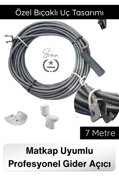 #KanalAçıcı 7 Metre Spiral Kanal Açma Susta Matkap Uyumlu Bıçaklı Pimaş Gider Açıcı Boru Temizleme A