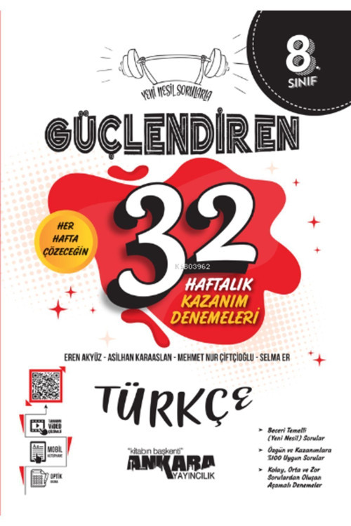 Ankara Yayıncılık 8. Sınıf Güçlendiren 32 Haftalık Türkçe Kazanım Denemeleri Güncel Son Baskı