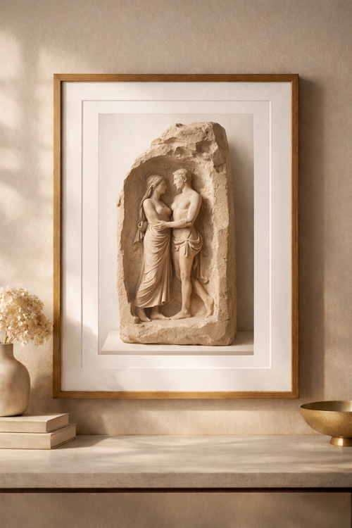 ''HEYKELII'' Tablosu – Sevimli Ördek Figürlü Pastel Sanat Baskı, Müze Kağıdı, Duvar Tablosu