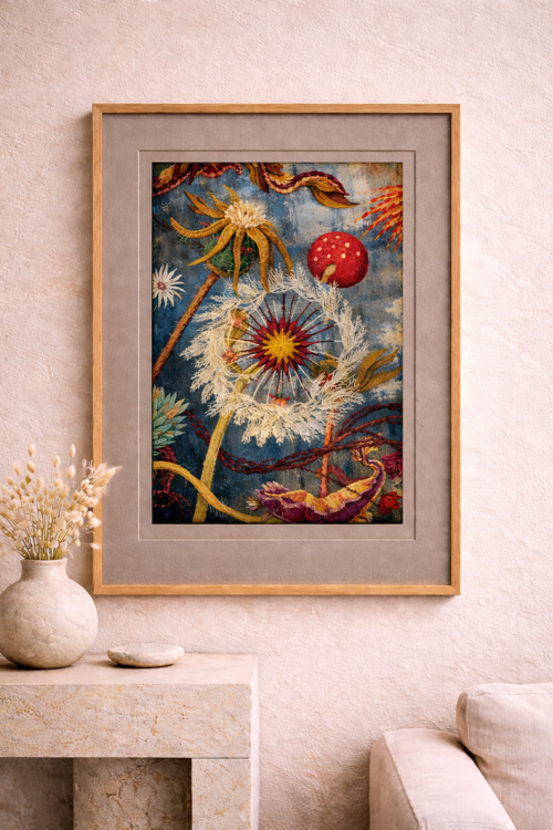 Origin Başlangıç Soyut Çiçek Tablo Art Paper Baskı Ahşap Çerçeveli