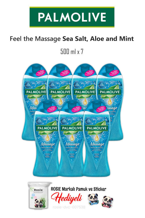 7 Adet Palmolive Sea Salt, Aloe Vera and Mint 500 ml Duş Jeli ve ROSIE