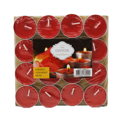 16 PARÇA KIRMIZI TEA LİGHT YUVARLAK MUM