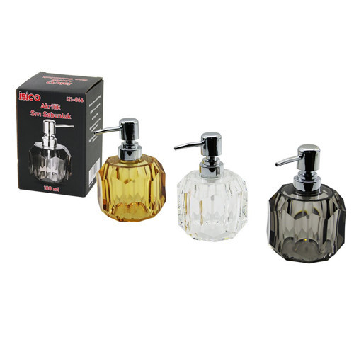 TOMBUL YUVARLAK - PRİZMA ŞEFFAF - RENKLİ AKRİLİK - MİKA KRİSTAL SIVI SABUNLUK 180ML