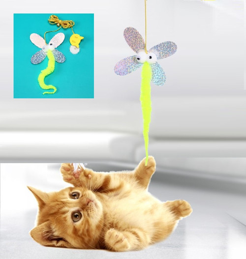 Kelebek Model Elastik Kendinden Yapışkanlı Kedi Oyun Oltası