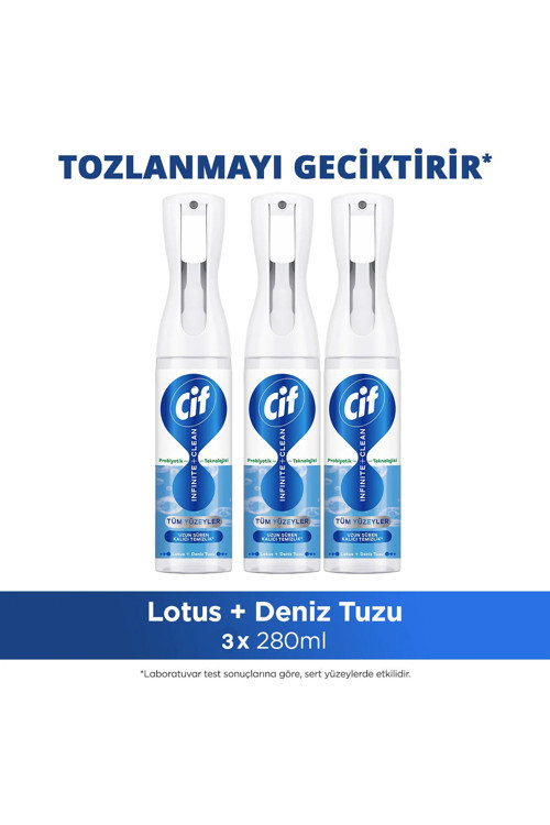 Infinite Clean Doğal Probiyotikli Anti Toz Sprey Tüm Yüzeyler İçin Lotus & Deniz Tuzu 280ml x3