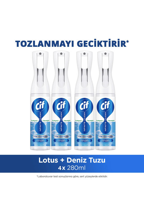 Infinite Clean Doğal Probiyotikli Anti Toz Sprey Tüm Yüzeyler İçin Lotus & Deniz Tuzu 280ml x4