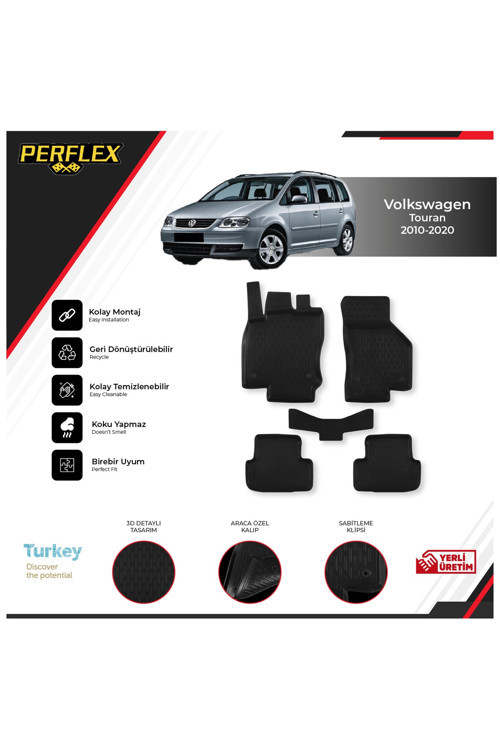 Volkswagen Touran 2010-2020 Araca Özel 3D Havuzlu Paspas