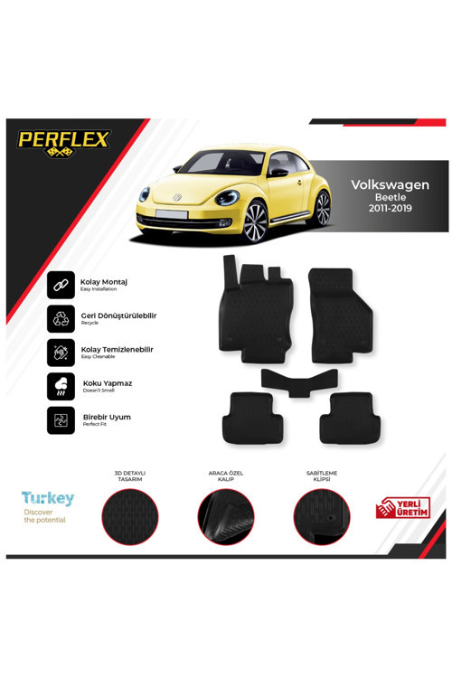 Volkswagen Beetle 2011-2019 Araca Özel 3D Havuzlu Paspas