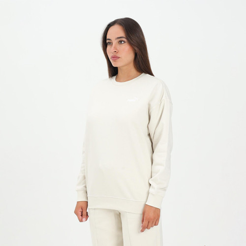 Essentials Small Logo Relaxed Kadın Bej Bisiklet Yaka Sweatshirt