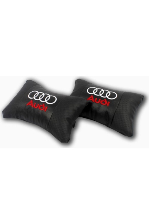 Fox Audi Araca Özel Nakışlı Oto Deri Boyun Yastığı