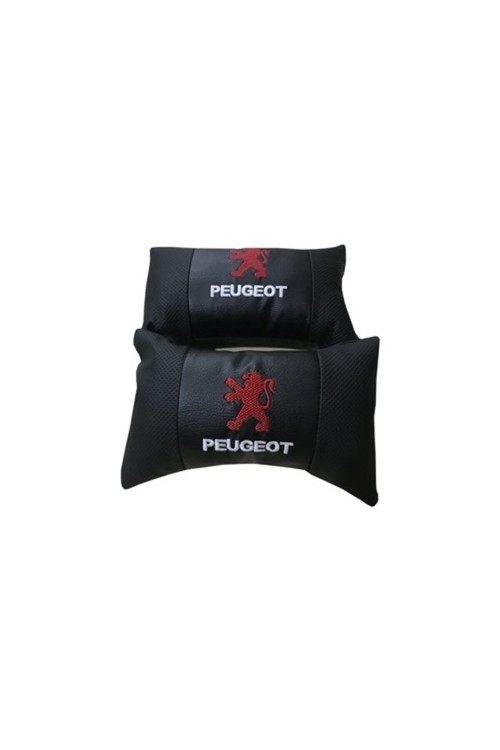 Macha Peugeot Deri Nakışlı Oto Başlık Boyun Yastığı Iki Adet