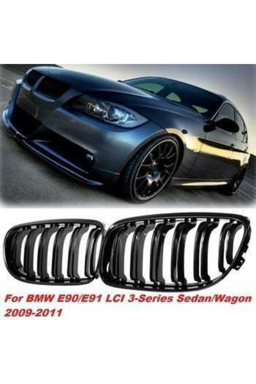 Bmw E90 Lci M3 Uyumlu Ön Böbrek Panjur Piani Black 2009-2012 Çift Tırnak