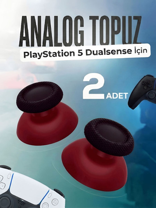 Playstation 5 Dualsense Uyumlu Analog Topuz 2 Adet Başlık PS5 Kol Yedek Parça Bordo