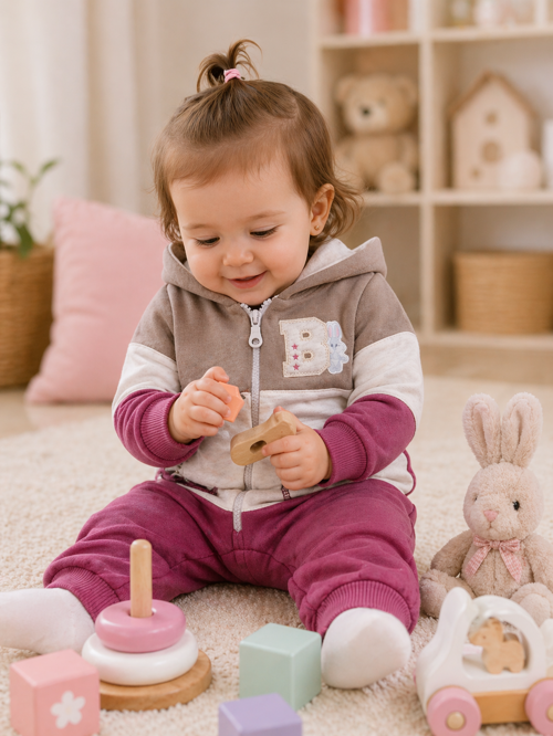 Babyhola Kız Erkek Fermuarlı Kapüşonlu Spor Tulum 12645