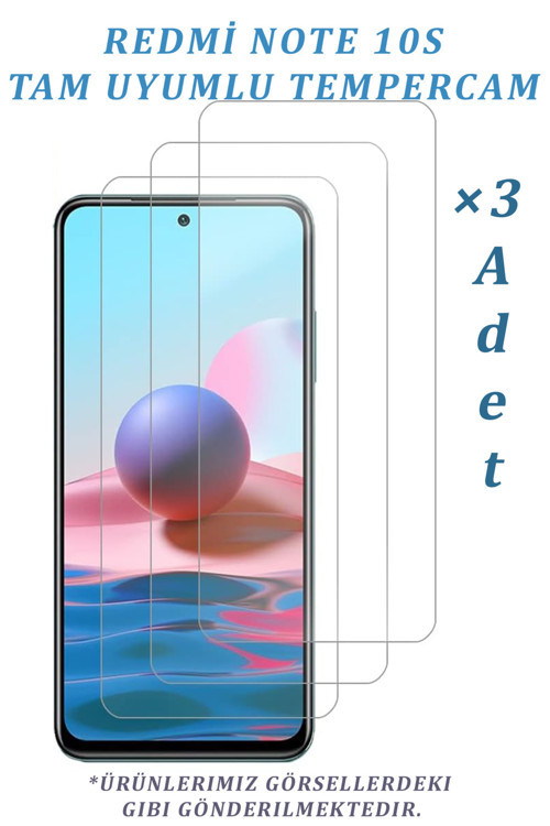 3 ADET Redmi Note 10s Uyumlu Temperli Cam Ekran Koruyucu Kırılmaz Cam (3 ADET)