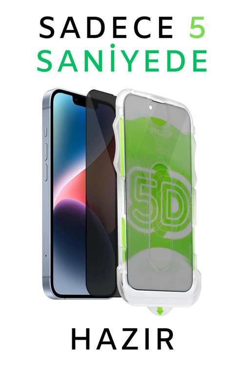 iPhone 16 Pro Max Uyumlu Kolay Uygulama Aparatlı Hayalet Tam Kapatan Cam Ekran Koruyucu