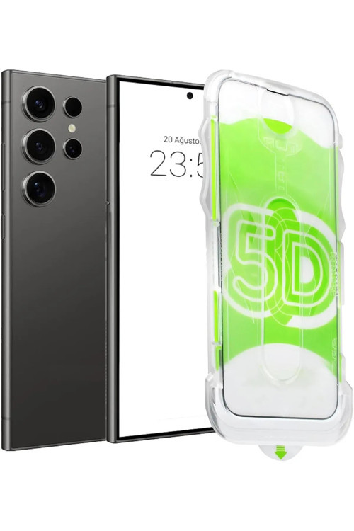 Samsung Galaxy S25 Plus Uyumlu Kolay Uygulama Aparatlı Siyah Çerçeveli Tamkapatan Cam Ekrankoruyucu