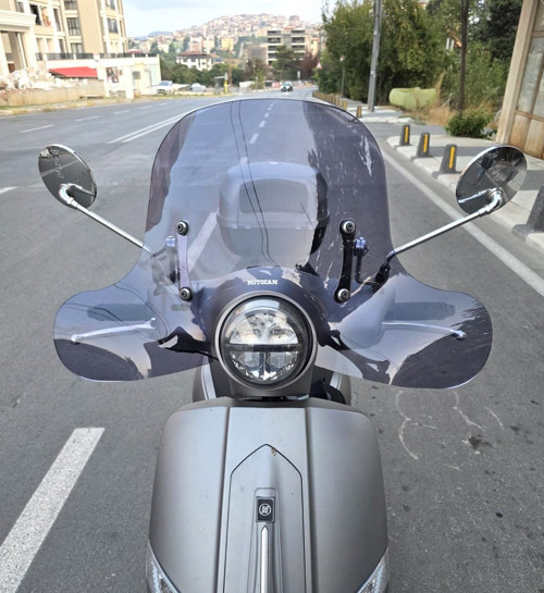 Mondial Exon 125 Ön Cam 2023-2026 Model 39cm Füme Renkli 4mm Elcikli APARATSIZ