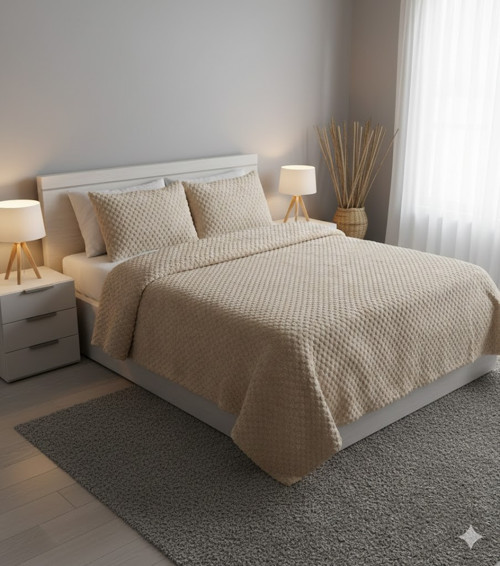 GRANADA FLANEL YATAK ÖRTÜSÜ ÇİFT KİŞİLİK CORDOBA CAPPUCİNO