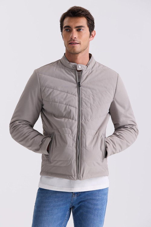 Taş Comfort Fit Dik Yaka Önü Fermuarlı Mevsimlik Mont