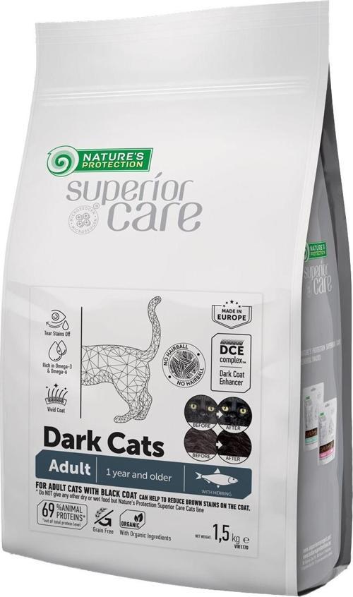 Superior Care Siyah/gri Tüylü Kediler Için Tahılsız Ringa Balıklı Kedi Maması 1,5 Kg