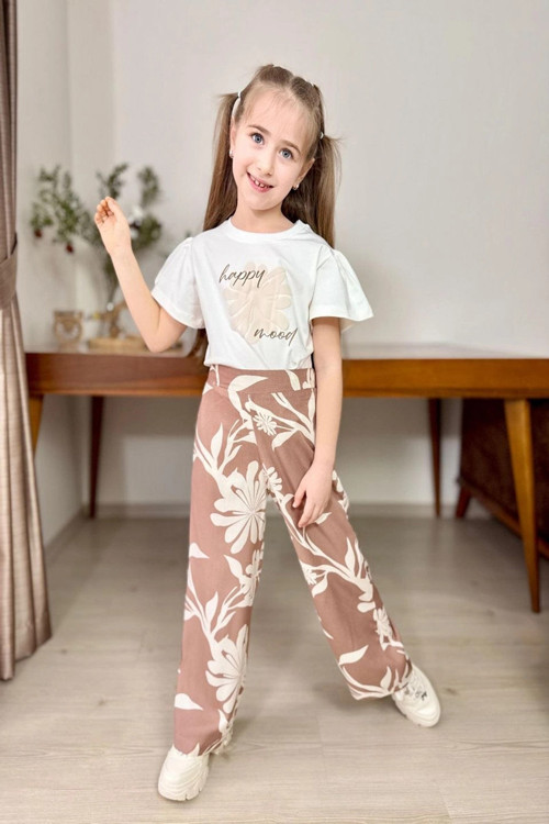 Papatya Desen Bol Paça Pantolonlu Kız Çocuk Takım