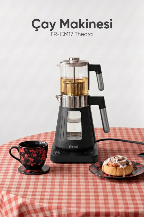 FR-CM17 Theora Dijital Standlı Cam Siyah Çay Makinesi