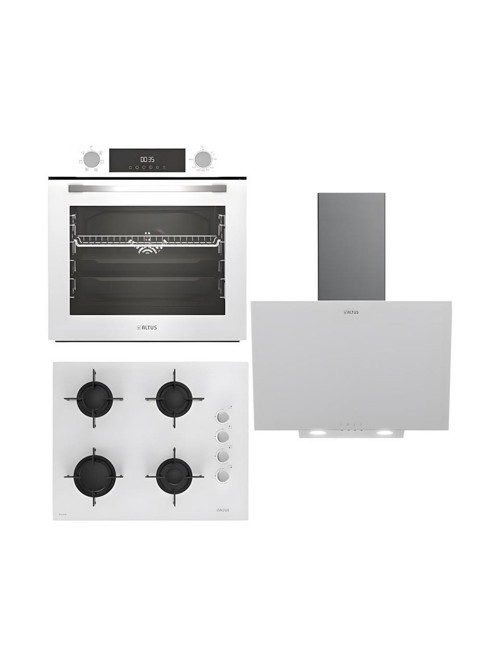 Ala 322 W Fırın 159 Dw Ocak Ala 527 W Davlumbaz Beyaz Cam Ankastre Set