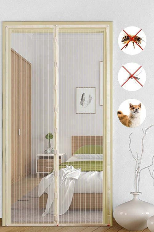 Mıknatıslı Mutfak Balkon Dış Kapı Sinekliği 90x210 Cm BEJ Renk