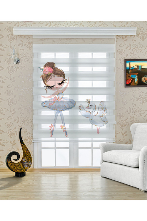 (ENXBOY)BALERİN DİJİTAL BASKILI ZEBRA PERDE-COCUK ODASI-STOR PERDE