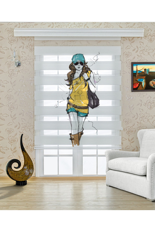 (ENXBOY)TARZ KIZ DİJİTAL BASKILI ZEBRA PERDE-COCUK ODASI-STOR PERDE