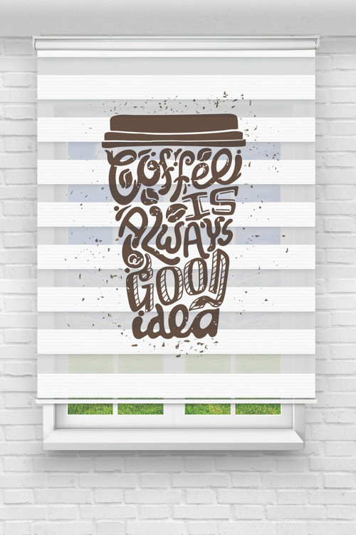 (ENXBOY)COFFE DİJİTAL BASKILI ZEBRA PERDE-COCUK ODASI-STOR PERDE