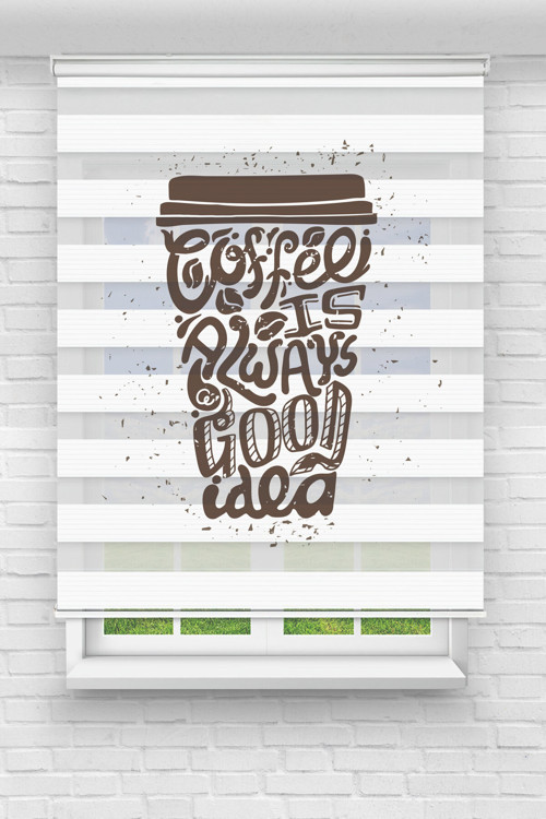 (ENXBOY)COFFE DİJİTAL BASKILI ZEBRA PERDE-COCUK ODASI-STOR PERDE