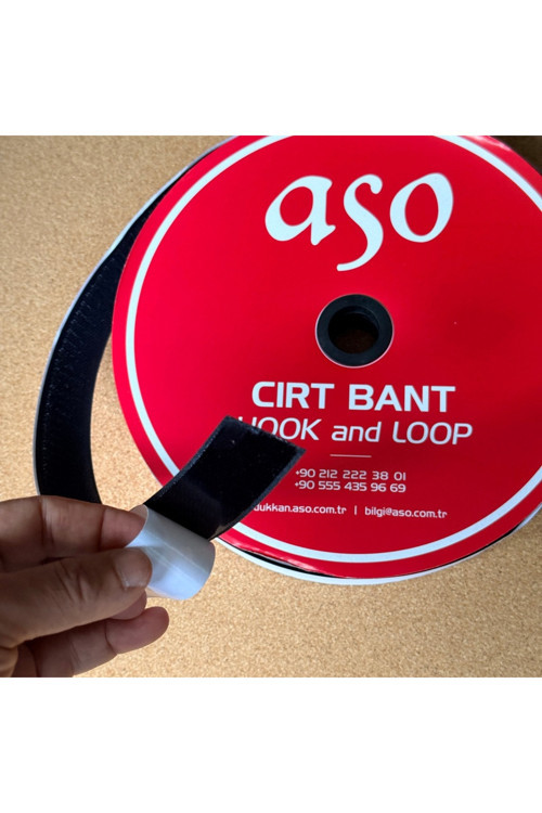 Aso 2,5 cm Arkası Yapışkanlı Cırt Bant Seti - 25 Metre Dişi + 25 Metre Erkek Endüstriyel Güçlü Tutuş