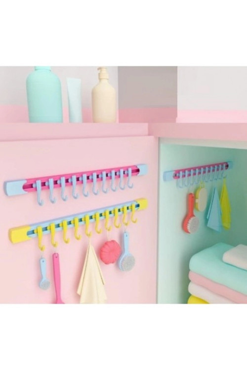 10 Kancalı Raylı Mutfak ve Banyo Düzenleyici Askı