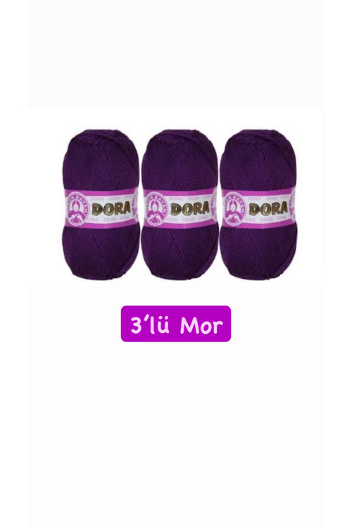 Dora Örgü İpi Koyu Mor 3’lü