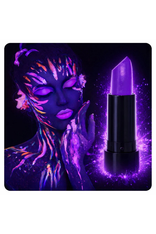 UV Neon Mor Ruj – Karanlıkta Parlayan Makyaj Boyası