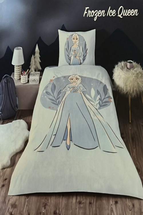 Frozen İce Quenn Tek Kişilik Lisanslı Lastikli Çocuk Nevresim Takımı