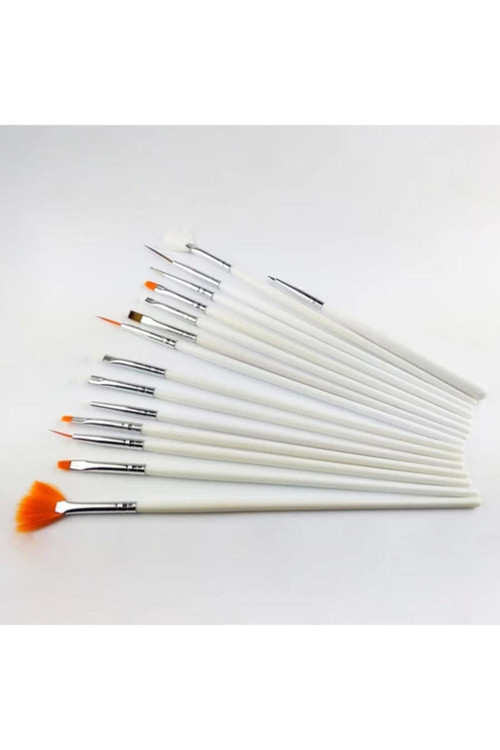 Nailart 15'li Beyaz Tırnak Süsleme Fırçası