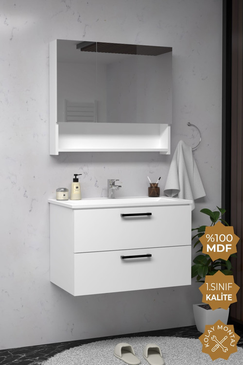 Batum 80 Cm Mdf Banyo Dolabı Seti