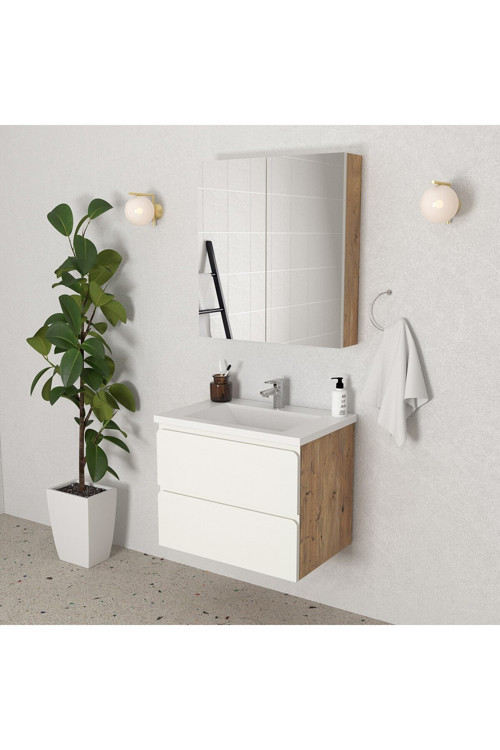 Granada 65 Cm Mdf Gövde Membran Kapak Banyo Dolabı Seti