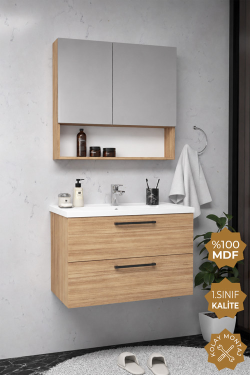 Home Batum 80 Cm Mdf Banyo Dolabı Seti