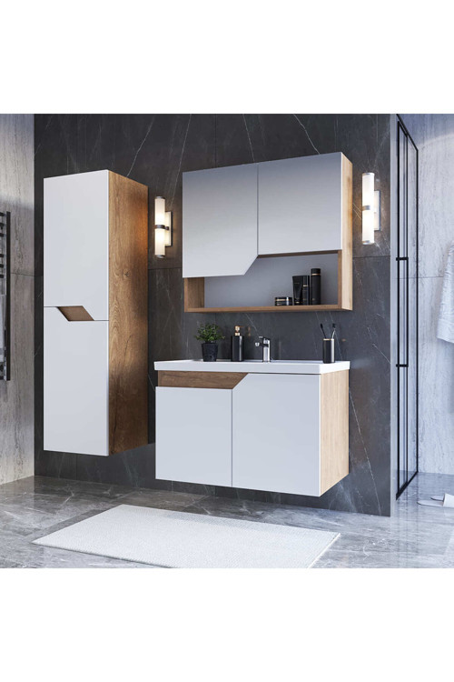 Napoli 65 Cm Mdf Banyo Dolabı Seti + Boy Dolabı