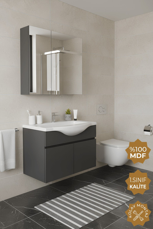 Kahire 80 Cm Mdf Banyo Dolabı Seti