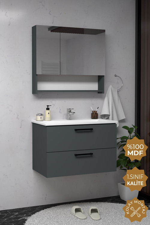 Batum 65 Cm Mdf Banyo Dolabı Seti
